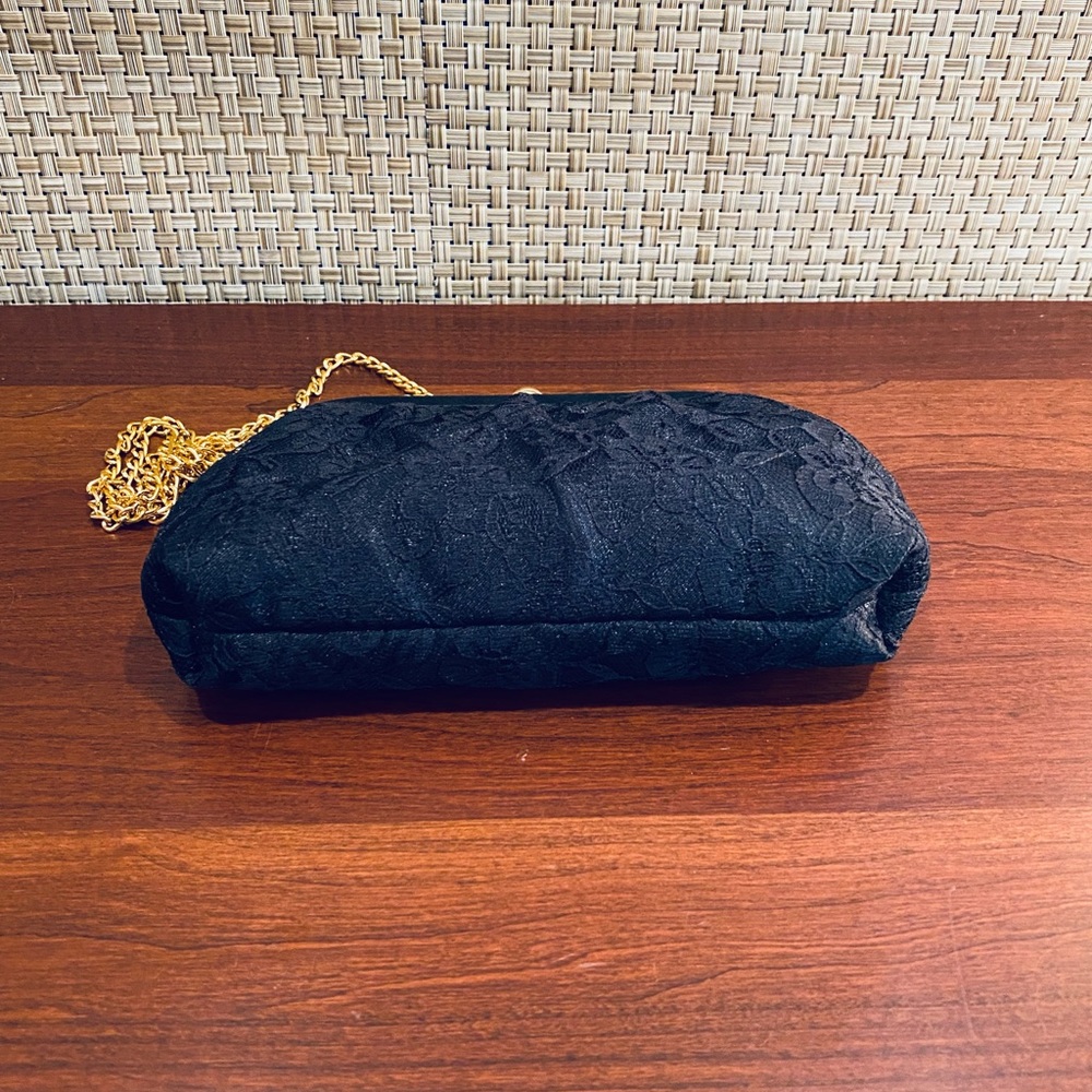🌟HP🌟VTG 1980s Black Lace Beehive Clasp Evening Bag - Picture 9 of 9